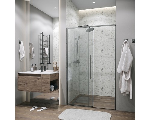 Душевая дверь Grossman Galaxy 100 100.K33.01.100.42.00 профиль Графит сатин стекло прозрачное