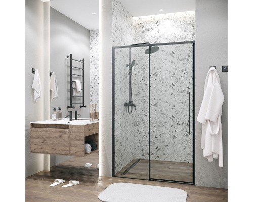 Душевая дверь Grossman Galaxy 130 100.K33.01.130.21.00 профиль Черный матовый стекло прозрачное