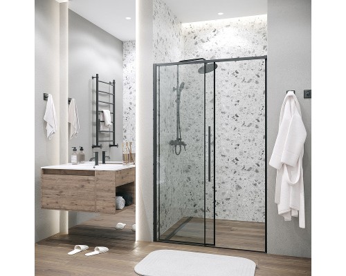 Душевая дверь Grossman Galaxy 130 100.K33.01.130.21.00 профиль Черный матовый стекло прозрачное