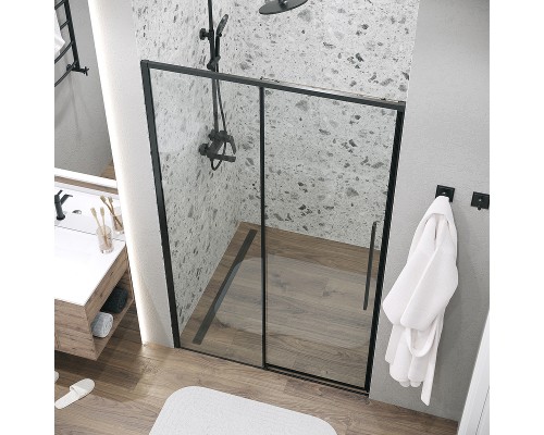Душевая дверь Grossman Galaxy 130 100.K33.01.130.21.00 профиль Черный матовый стекло прозрачное