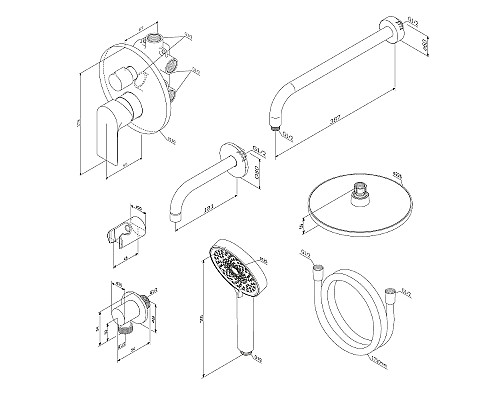 Душевая система Damixa Apollo 947510300 Черная матовая