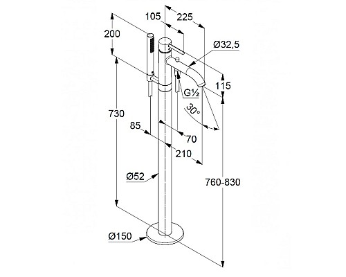 Смеситель для ванны Kludi Bozz 38590N076 Золото брашированное