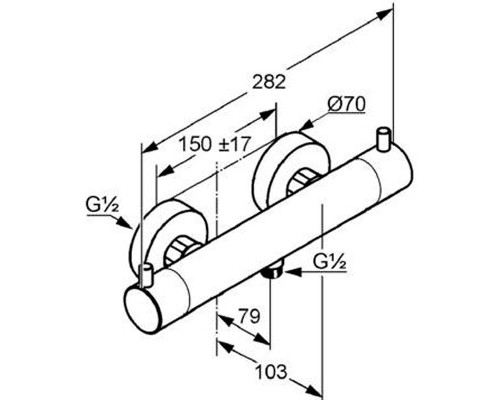 Смеситель для душа Kludi Bozz 35203N038 с термостатом Золото брашированное