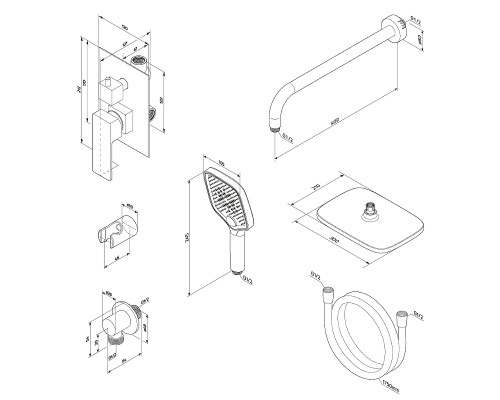 Душевая система Damixa Gala 953520300 Черная матовая