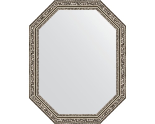 Зеркало Evoform Octagon 55x70 BY 7026 в багетной раме - Виньетка состаренное серебро 56 мм