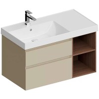 Тумба под раковину Kerama Marazzi Cubo 90 L CUB.90.2Lh\LIM.N подвесная Лимо матовый Структурированный орех