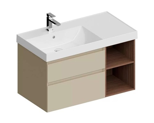 Тумба под раковину Kerama Marazzi Cubo 90 L CUB.90.2Lh\LIM.N подвесная Лимо матовый Структурированный орех
