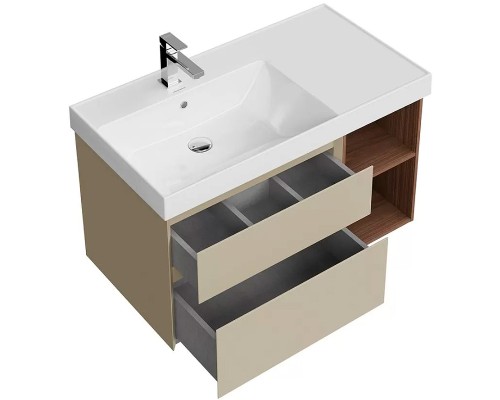 Тумба под раковину Kerama Marazzi Cubo 90 L CUB.90.2Lh\LIM.N подвесная Лимо матовый Структурированный орех