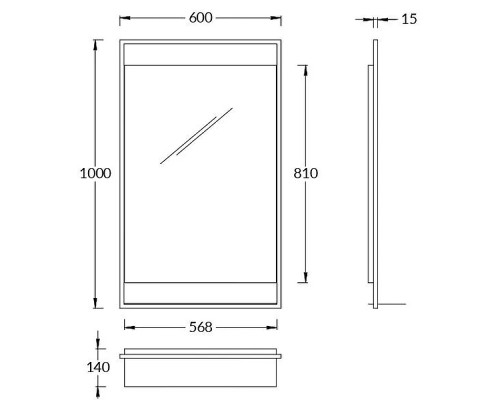 Зеркало Kerama Marazzi Plaza Next 60 PL.N.mi.P.60\BLK с подсветкой Черное матовое с сенсорным выключателем