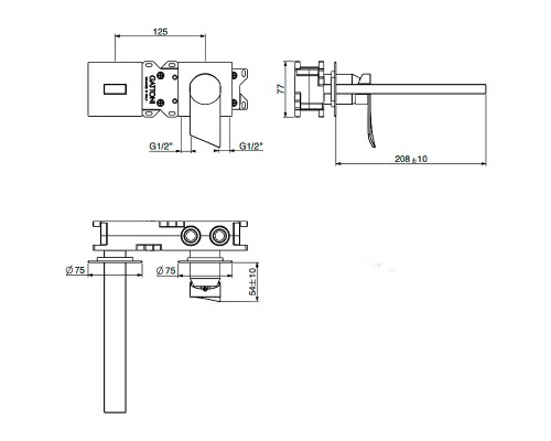 Смеситель для раковины Gattoni Soffio 8139/81DS Темный никель шлифованный