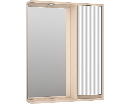 Зеркало со шкафом Brevita Balaton 65 R BAL-04065-03-01П с подсветкой Белое матовое Бежевое матовое Зеркало со шкафом Brevita Balaton 65 R BAL-04065-03-01П с подсветкой Белое матовое Бежевое матовое