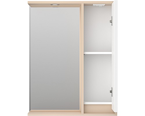 Зеркало со шкафом Brevita Balaton 65 R BAL-04065-03-01П с подсветкой Белое матовое Бежевое матовое Зеркало со шкафом Brevita Balaton 65 R BAL-04065-03-01П с подсветкой Белое матовое Бежевое матовое