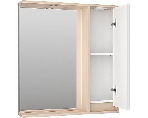 Зеркало со шкафом Brevita Balaton 75 R BAL-04075-03-01П с подсветкой Белое матовое Бежевое матовое Зеркало со шкафом Brevita Balaton 75 R BAL-04075-03-01П с подсветкой Белое матовое Бежевое матовое