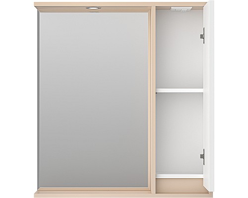 Зеркало со шкафом Brevita Balaton 75 R BAL-04075-03-01П с подсветкой Белое матовое Бежевое матовое Зеркало со шкафом Brevita Balaton 75 R BAL-04075-03-01П с подсветкой Белое матовое Бежевое матовое