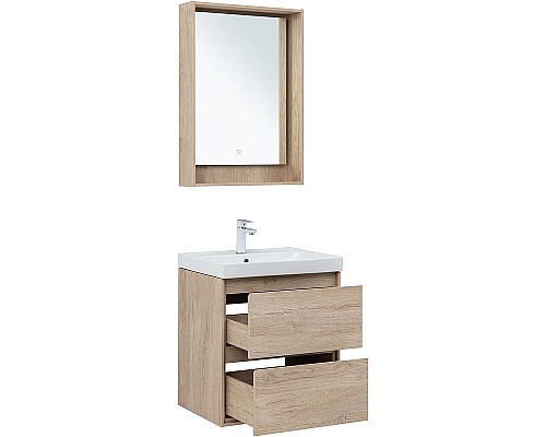 Тумба под раковину Aquanet Милан 60 336382 подвесная Дуб светлый