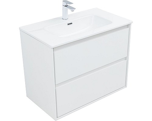 Тумба под раковину Aquanet Милан 80 336369 подвесная Белый глянец