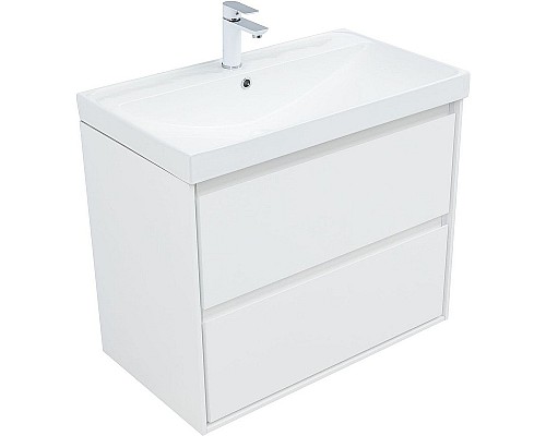 Тумба под раковину Aquanet Милан 80 336369 подвесная Белый глянец