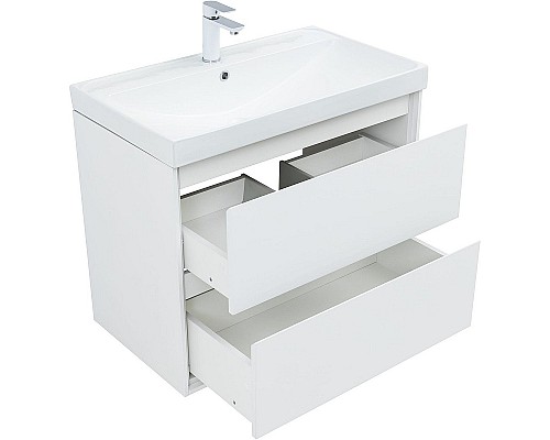 Тумба под раковину Aquanet Милан 80 336369 подвесная Белый глянец