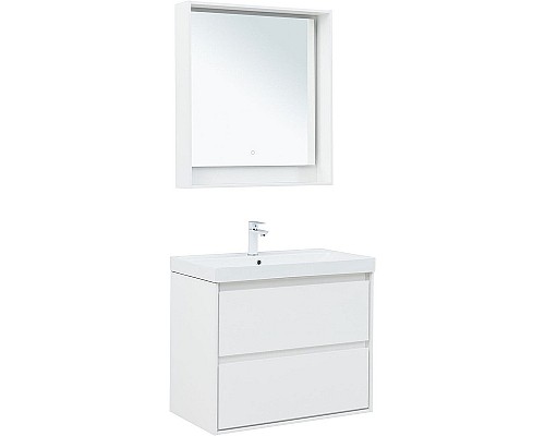 Тумба под раковину Aquanet Милан 80 336369 подвесная Белый глянец
