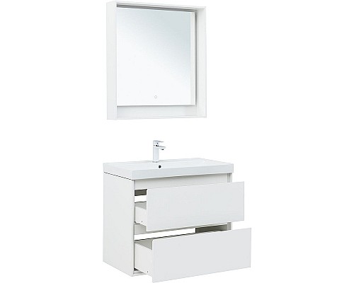 Тумба под раковину Aquanet Милан 80 336369 подвесная Белый глянец