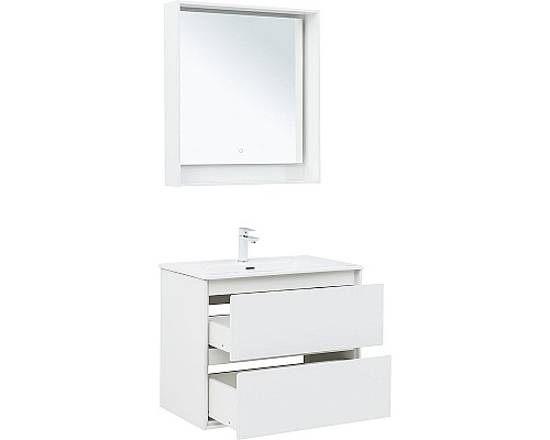 Тумба под раковину Aquanet Милан 80 336369 подвесная Белый глянец