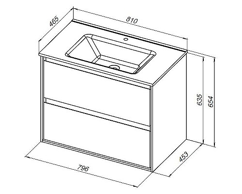 Тумба под раковину Aquanet Милан 80 336369 подвесная Белый глянец