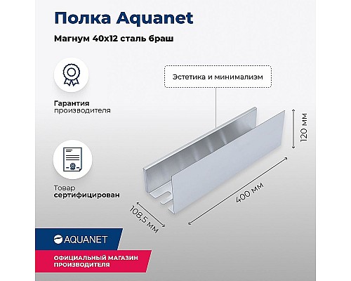 Металлическая полка Aquanet Магнум 40 334110 Сталь браш