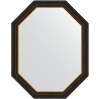 Зеркало Evoform Polygon 93х73 в багетной раме - Черное дерево с золотом 71 мм