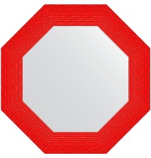 Зеркало Evoform Octagon 61x61 в багетной раме - Красная волна 89 мм