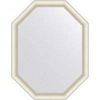 Зеркало Evoform Octagon 91x71 в багетной раме - Белый с серебром 60 мм