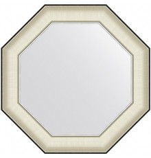 Зеркало Evoform Octagon 59x59 в багетной раме - Белая кожа с хромом 78 мм