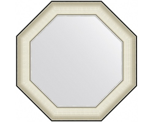 Зеркало Evoform Octagon 59x59 в багетной раме - Белая кожа с хромом 78 мм