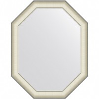 Зеркало Evoform Octagon 94x74 в багетной раме - Белая кожа с хромом 78 мм