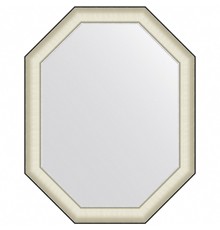 Зеркало Evoform Octagon 94x74 в багетной раме - Белая кожа с хромом 78 мм