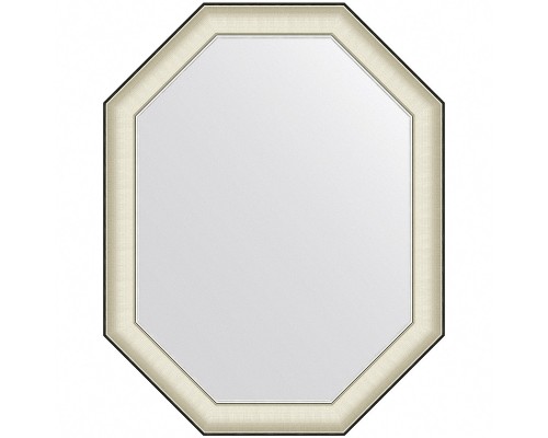 Зеркало Evoform Octagon 94x74 в багетной раме - Белая кожа с хромом 78 мм