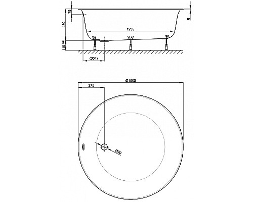 Стальная ванна Bette Pond Silhouette 150x150 6045-000 CFXXS PLUS с шумоизоляцией и антигрязевым покрытием