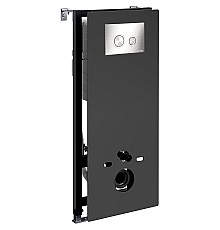 Инсталляция WasserKRAFT Abens 20TLT.010.ME.BL.BN01 для унитаза Черное стекло с клавишей смыва Никель