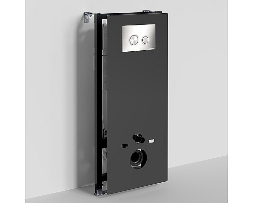 Инсталляция WasserKRAFT Abens 20TLT.010.ME.BL.BN01 для унитаза Черное стекло с клавишей смыва Никель