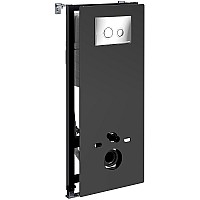 Инсталляция WasserKRAFT Abens 20TLT.010.ME.BL.CH01 для унитаза Черное стекло с клавишей смыва Хром