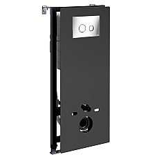 Инсталляция WasserKRAFT Abens 20TLT.010.ME.BL.CH01 для унитаза Черное стекло с клавишей смыва Хром