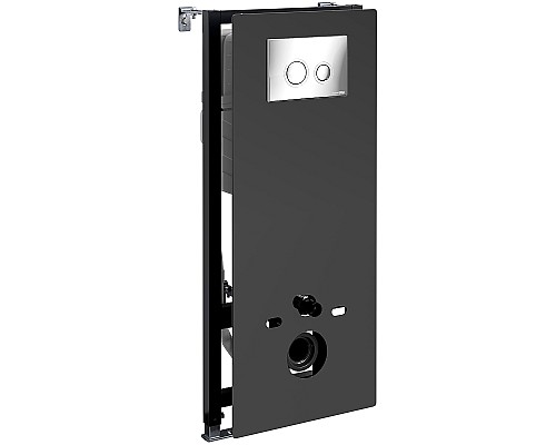 Инсталляция WasserKRAFT Abens 20TLT.010.ME.BL.CH01 для унитаза Черное стекло с клавишей смыва Хром