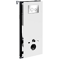 Инсталляция WasserKRAFT Abens 20TLT.010.ME.WH.CH01 для унитаза Белое стекло с клавишей смыва Хром