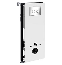 Инсталляция WasserKRAFT Abens 20TLT.010.ME.WH.CH01 для унитаза Белое стекло с клавишей смыва Хром