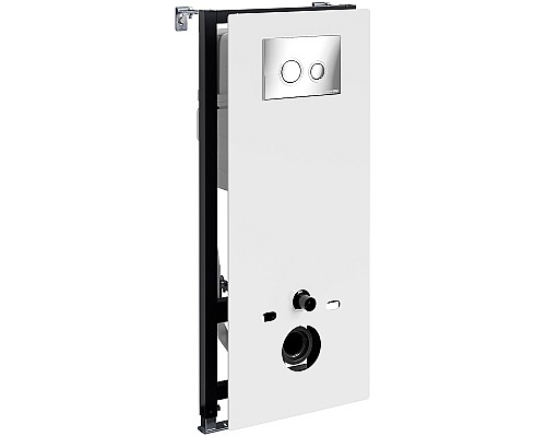 Инсталляция WasserKRAFT Abens 20TLT.010.ME.WH.CH01 для унитаза Белое стекло с клавишей смыва Хром