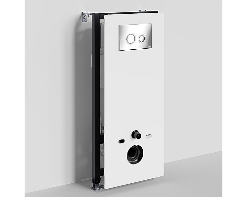 Инсталляция WasserKRAFT Abens 20TLT.010.ME.WH.CH01 для унитаза Белое стекло с клавишей смыва Хром