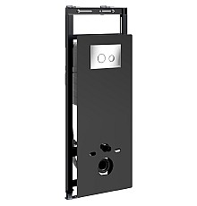 Инсталляция WasserKRAFT Salm 27TLT.010.ME.BL.CH01 для унитаза Черное стекло с клавишей смыва Хром