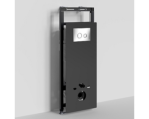 Инсталляция WasserKRAFT Salm 27TLT.010.ME.BL.CH01 для унитаза Черное стекло с клавишей смыва Хром