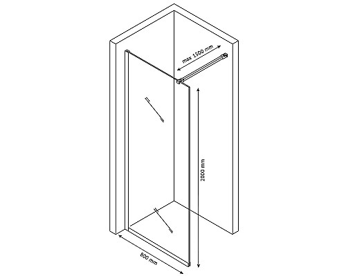 Душевая перегородка Berges Sky Black 80х200 064012 профиль Черный матовый стекло тонированное
