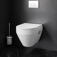 Комплект: Инсталляция с подвесным унитазом FlashClean, с сиденьем микролифт и клавишей