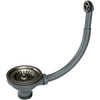 Слив с круглым переливом Paulmark PM6022-GM вороненая сталь